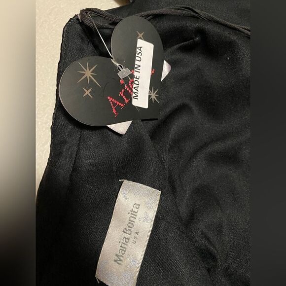 Maria Bonita Black Celebrity Dress Style Strap Shoulder Bodycon Pencil dress L - Picture 15 of 16